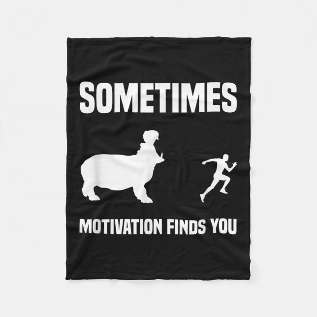 Funny Running Shirt Sport Runner Hippo Motivation  Fleece Blanket (Front)