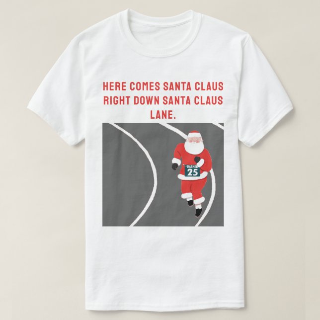 Funny Running Track Christmas T-Shirt (Design Front)