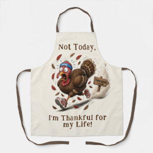 Funny Running Turkey Thanksgiving Apron