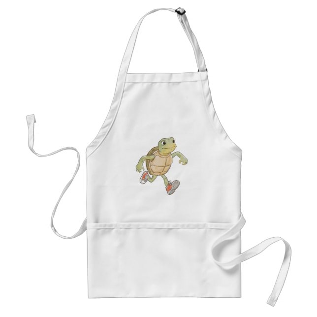 Funny Running Turtle Cartoon Cooking Apron (Front)