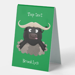 Funny running water buffalo cartoon