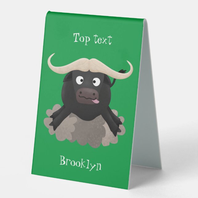 Funny running water buffalo cartoon (Front)