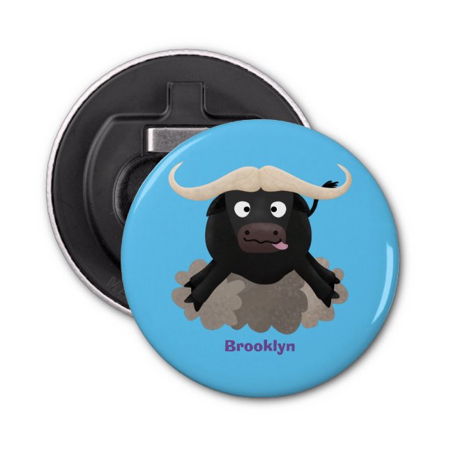 Funny running water buffalo cartoon bottle opener (Front)
