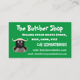 Funny running water buffalo cartoon business card