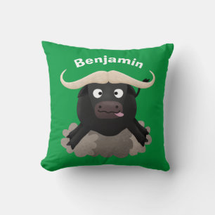 Funny running water buffalo cartoon cushion