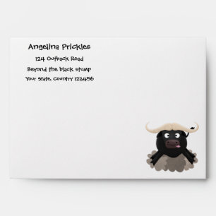 Funny running water buffalo cartoon envelope
