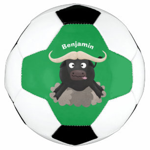 Funny running water buffalo cartoon football