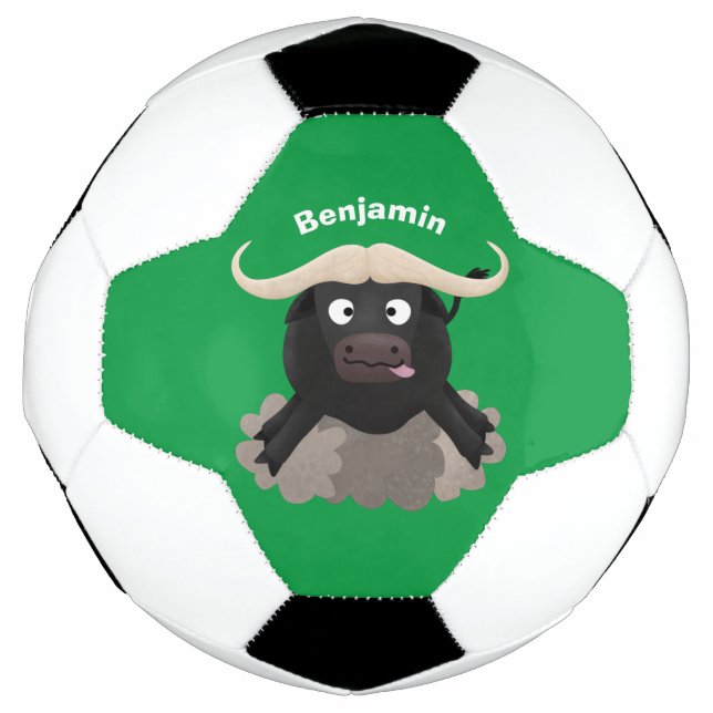Funny running water buffalo cartoon football (Front)