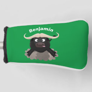 Funny running water buffalo cartoon golf head cover