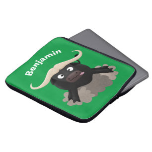 Funny running water buffalo cartoon laptop sleeve
