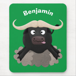 Funny running water buffalo cartoon mouse mat