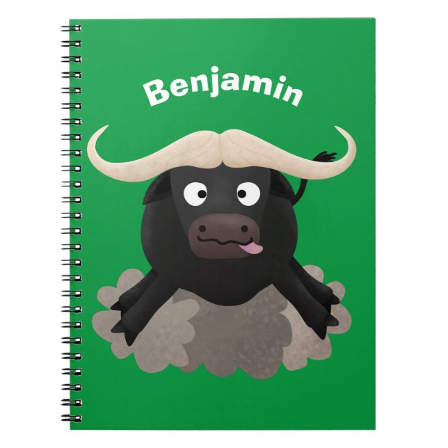 Funny running water buffalo cartoon notebook (Front)