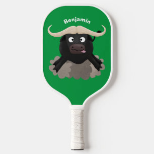 Funny running water buffalo cartoon  pickleball paddle
