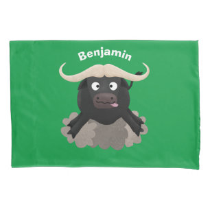 Funny running water buffalo cartoon pillowcase