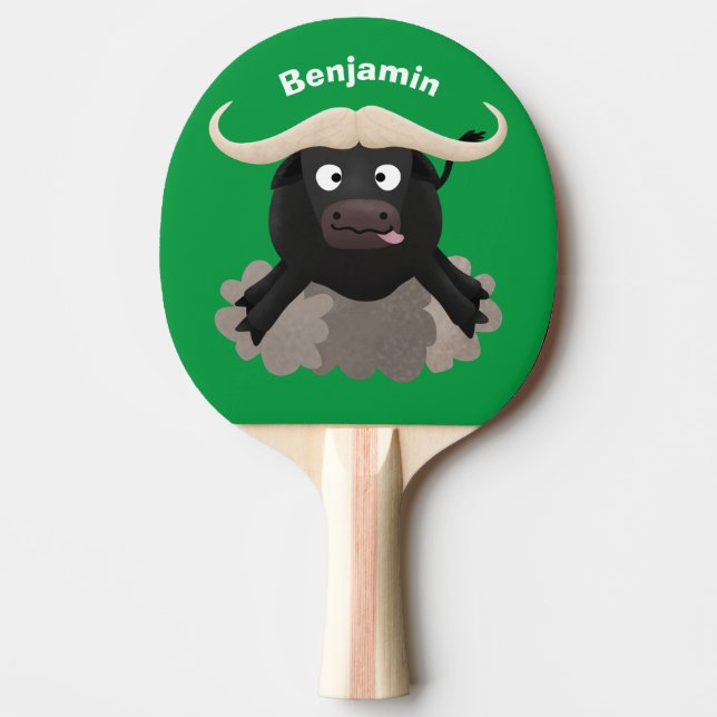 Funny running water buffalo cartoon ping pong paddle (Front)
