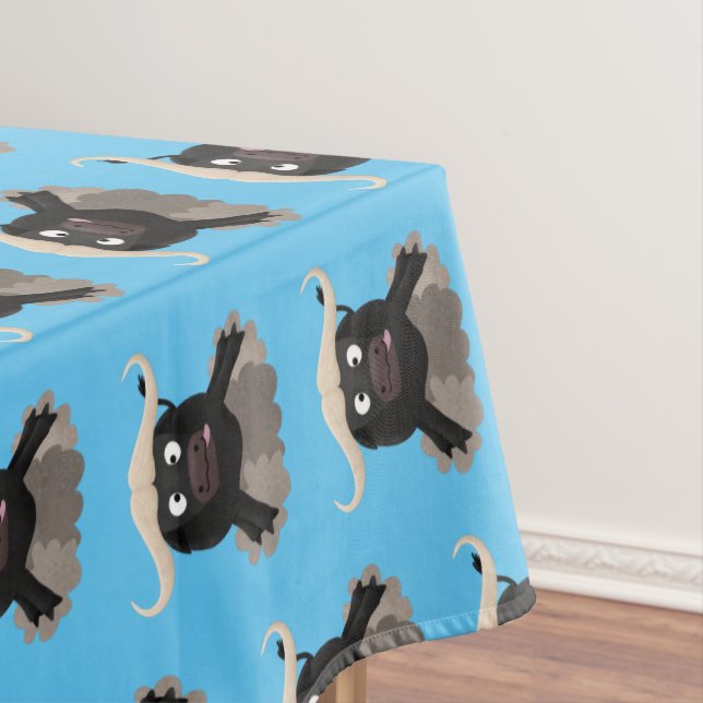 Funny running water buffalo cartoon tablecloth (In Situ)