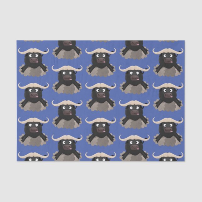 Funny running water buffalo cartoon tissue paper (Front)
