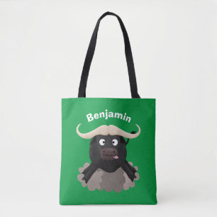 Funny running water buffalo cartoon tote bag