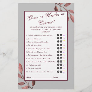 Funny Rust Pink Blush Floral Bridal Shower Game