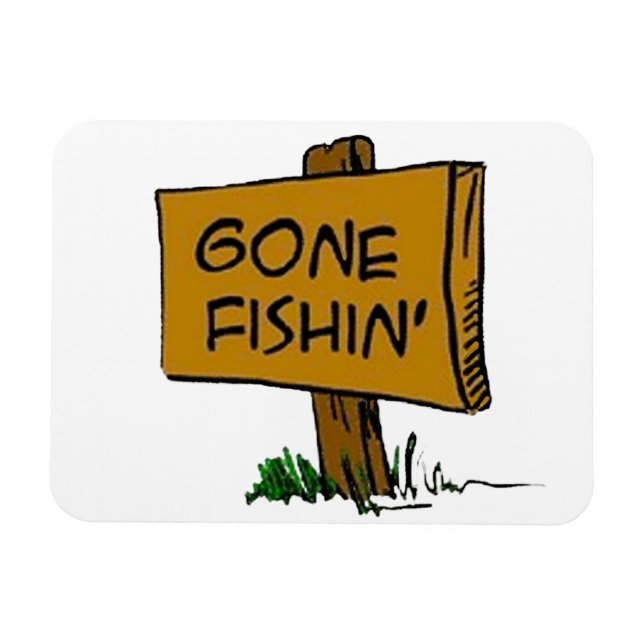 Funny Rustic Fun Gone Fishin Expressions Logo Magnet (Horizontal)