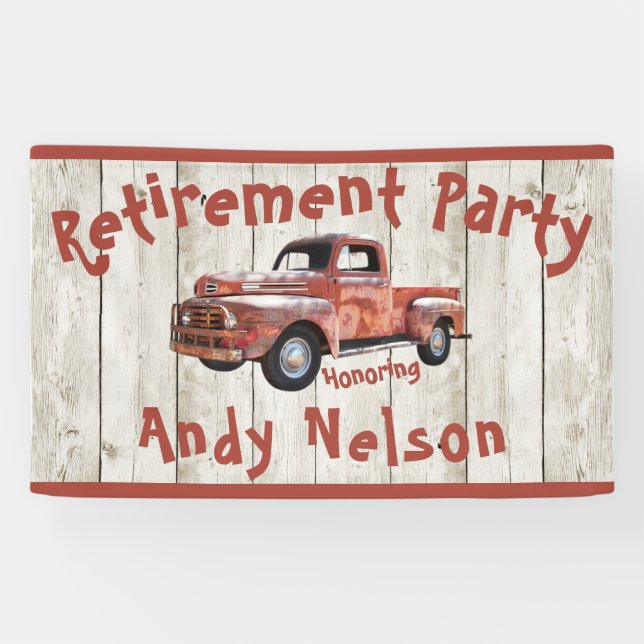 Funny Rustic Retirement Party  Banner (Horizontal)