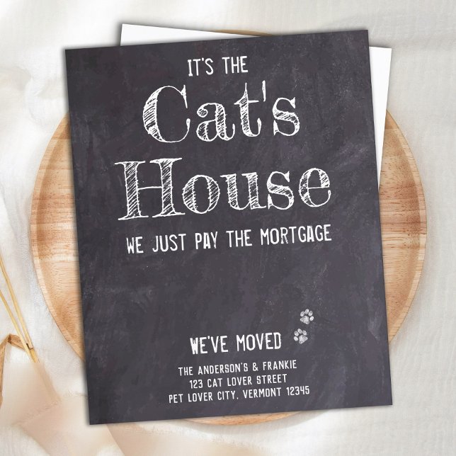 Funny Rustic We've Moved Cat Pet Moving Announcement Postcard (Creator Uploaded)
