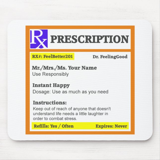 Funny rx prescription mouse mat (Front)