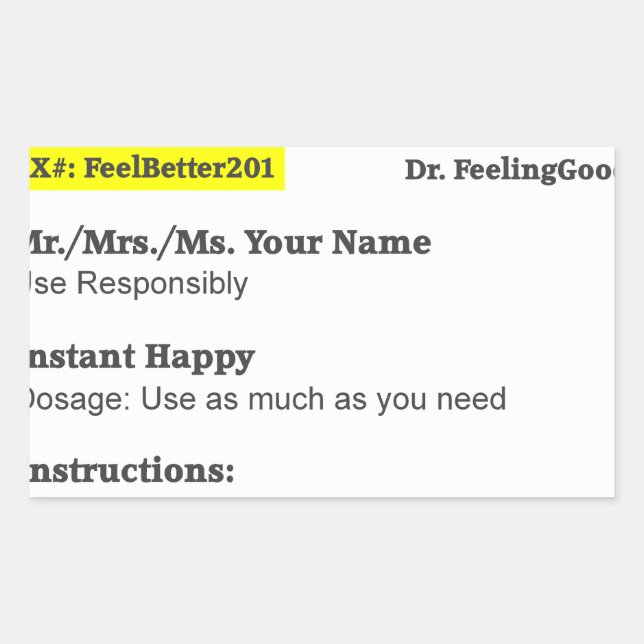 Funny rx prescription rectangular sticker (Front)