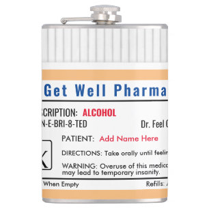 Funny RX Prescription Shot Glass Hip Flask