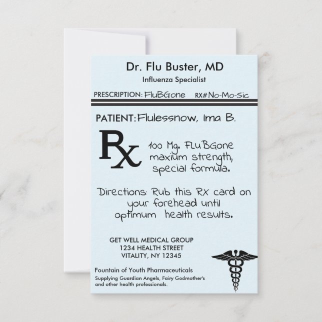 Funny RX Prescription  Thank You Card (Front)