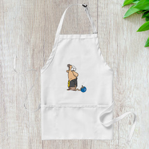 Funny Sad Bowler Character with Bowling Ball Standard Apron