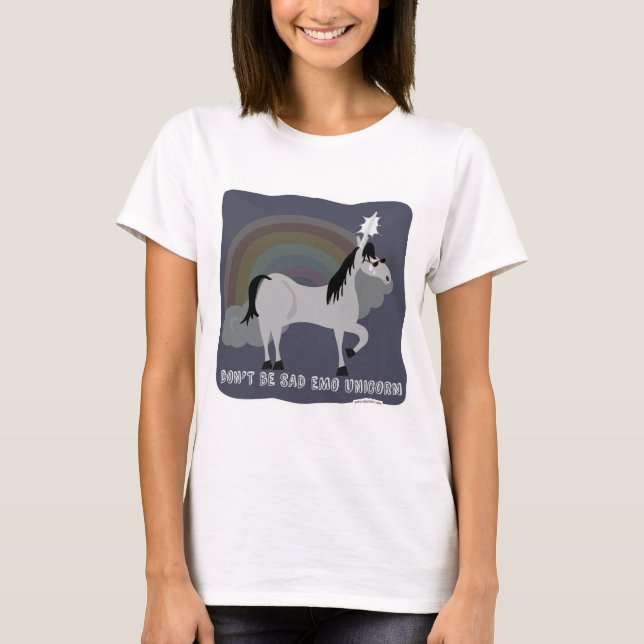 Funny Sad Emo Unicorn T-Shirt (Front)