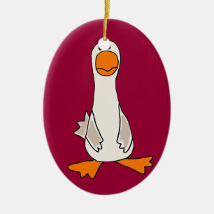 Funny Sad Goose Cartoon Ceramic Tree Decoration