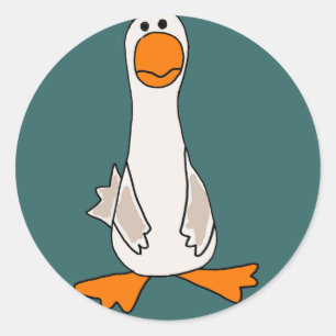 Funny Sad Goose Cartoon Classic Round Sticker