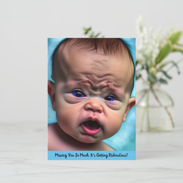 Funny Sad Miss Missing you Friendship card Cute  (Standing Front)