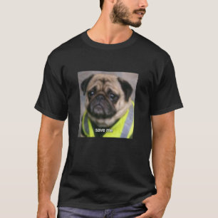 Funny Sad Pug Meme Job Theme Humor Blurry Photo T-Shirt