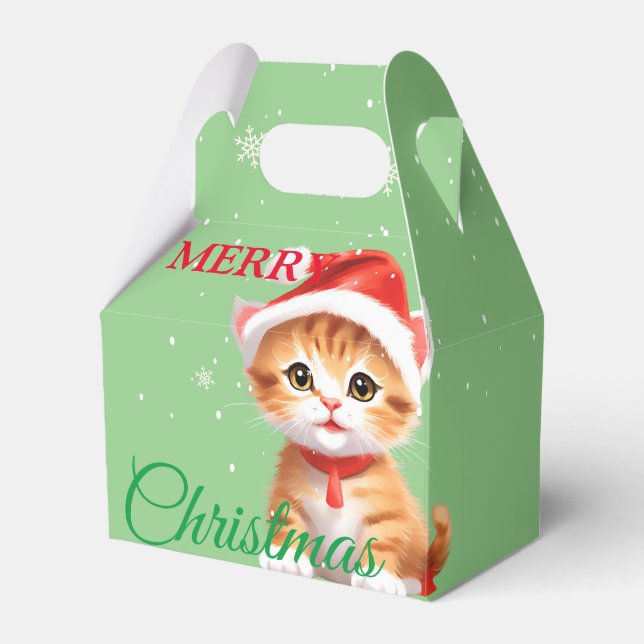 Funny Safari animals Cat Santa Christmas Costume Favour Box (Front Side)