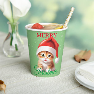 Funny Safari animals Cat Santa Christmas Costume Paper Cups