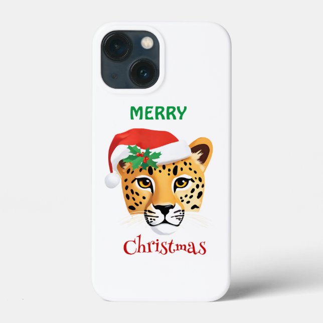 Funny Safari animals Cheetah leopard Santa Xmas Case-Mate iPhone Case (Back)