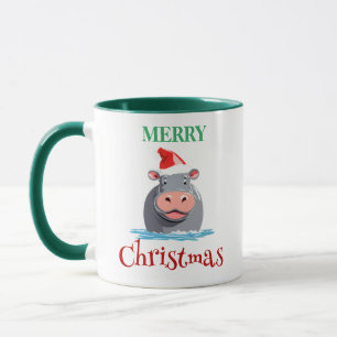 Funny Safari animals HIPPO Santa Christmas Costume Mug