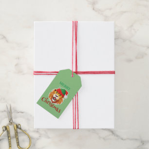Funny Safari animals Lion Santa Christmas Costume Gift Tags