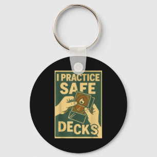 Funny Safe Decks Trading Card Game Pun Humor  Key Ring