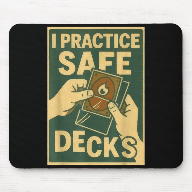Funny Safe Decks Trading Card Game Pun Humor  Mouse Mat (Front)