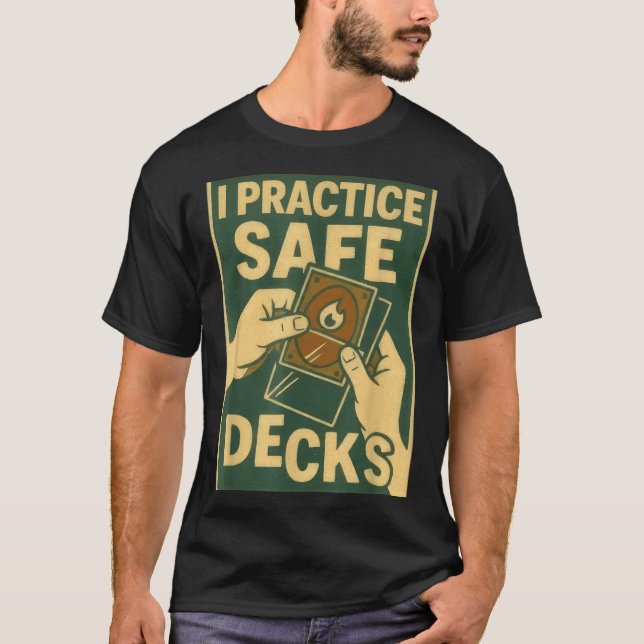 Funny Safe Decks Trading Card Game Pun Humor  T-Shirt (Front)