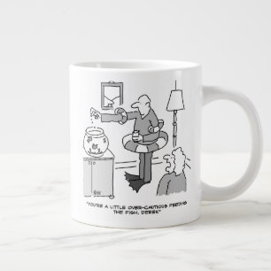 Funny Safety Compliance Goldfish Cartoon on a Large Coffee Mug