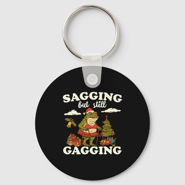 Funny Sagging But Still Gagging Santa Frog Meme Ch Key Ring (Front)