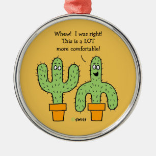 Funny Saguaro Cactus Cartoon Christmas Tree Metal Tree Decoration