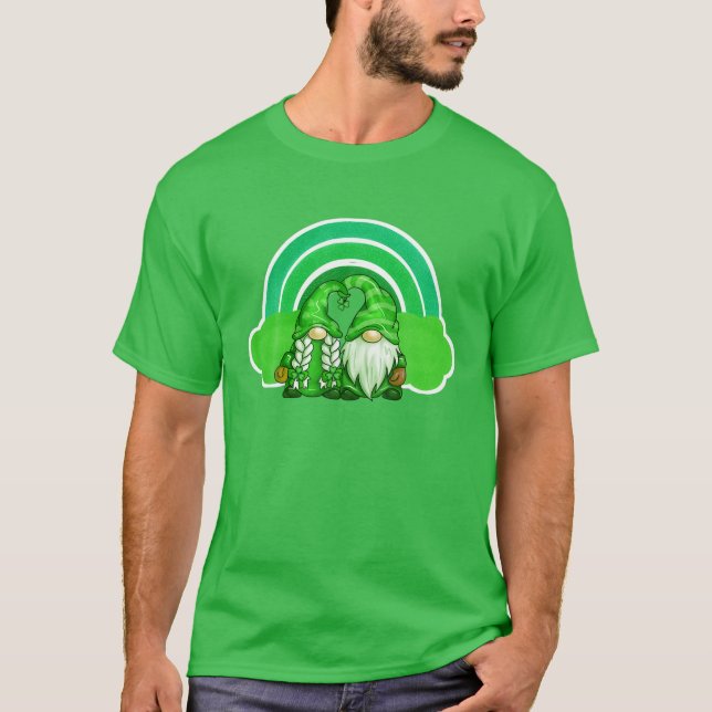 Funny Saint Patrick Gnome St Patricks Day Rainbow T-Shirt (Front)