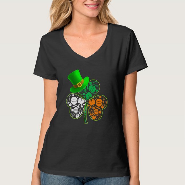 Funny Saint Patrick S Day Welder Shamrock Hat Iris T-Shirt (Front)
