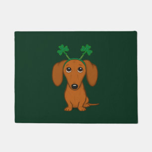 Funny Saint Patrick's Day Dog Dachshund Shamrocks Doormat